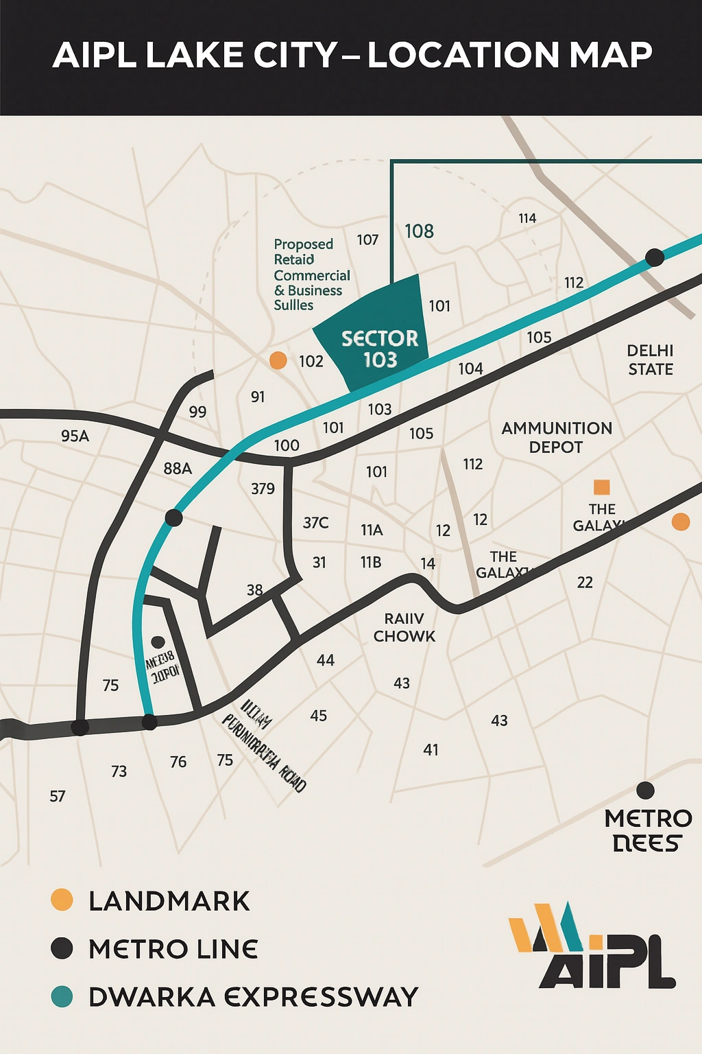 AIPL Lake City Sector 103 Location Map