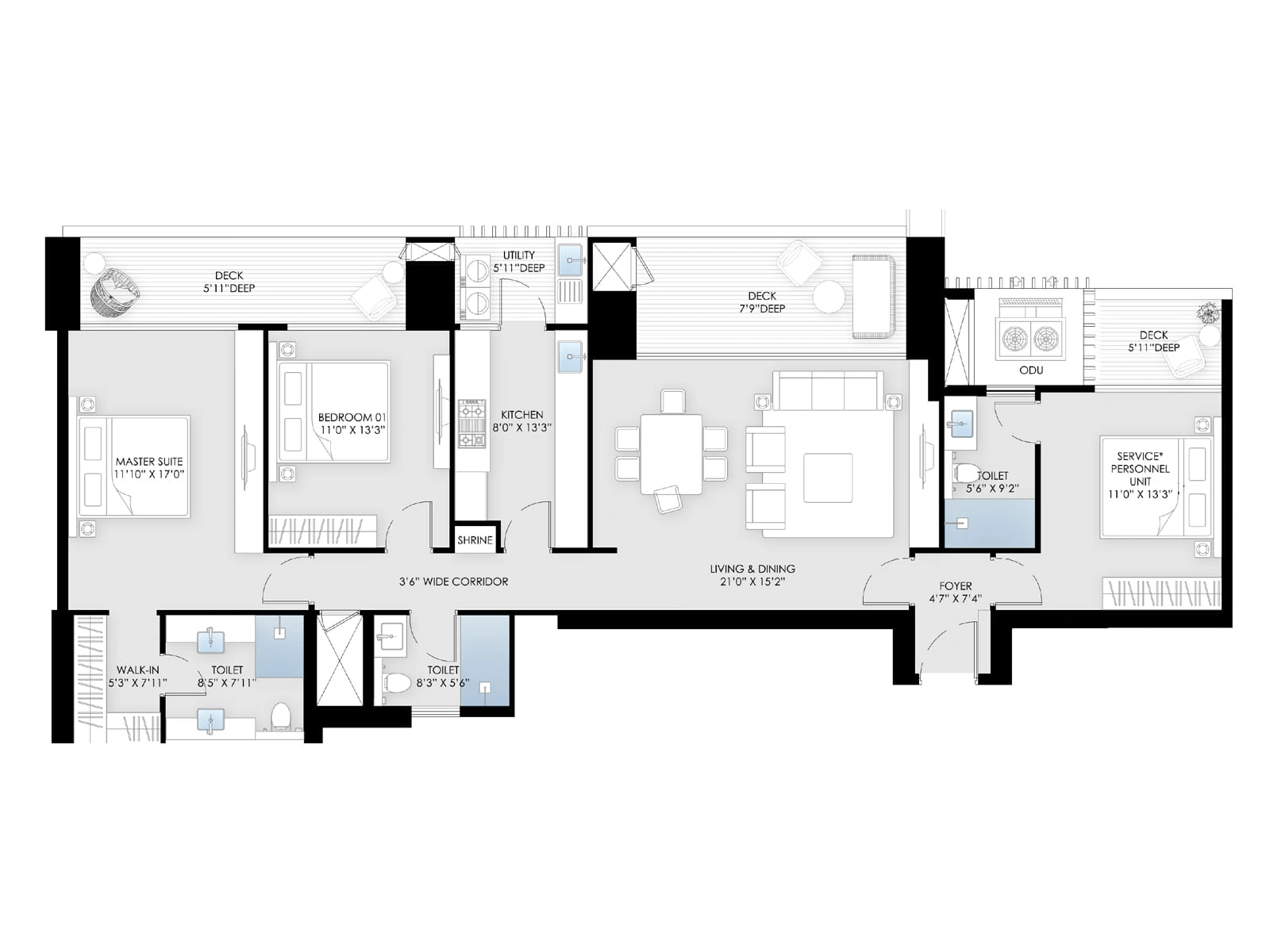 3 BHK Floor Plan – BPTP Verti Greens