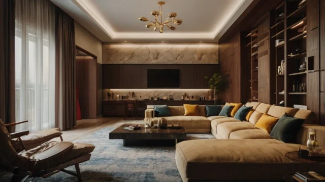 Modern luxury 3 BHK living room interior at Ganga LIV 89 Sector 89 Gurgaon