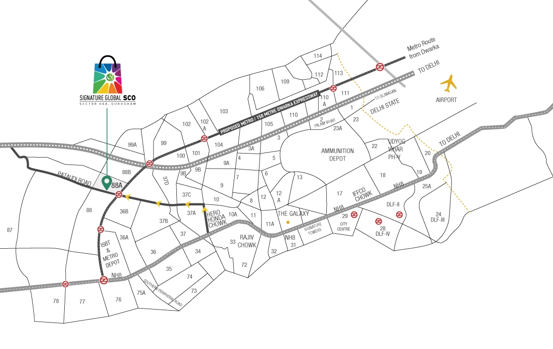 Signature Global SCO Sector 88A Location Map