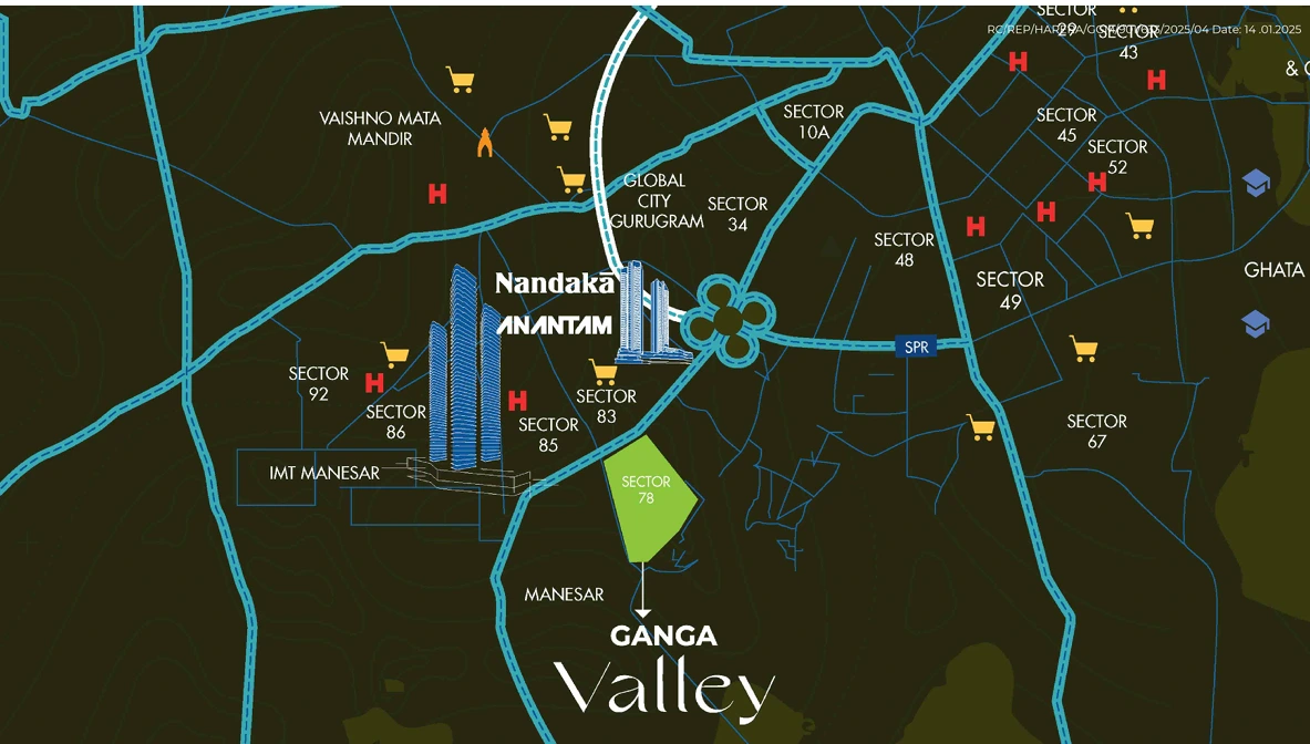 Ganga Valley Sector 78 Gurgaon Location Map