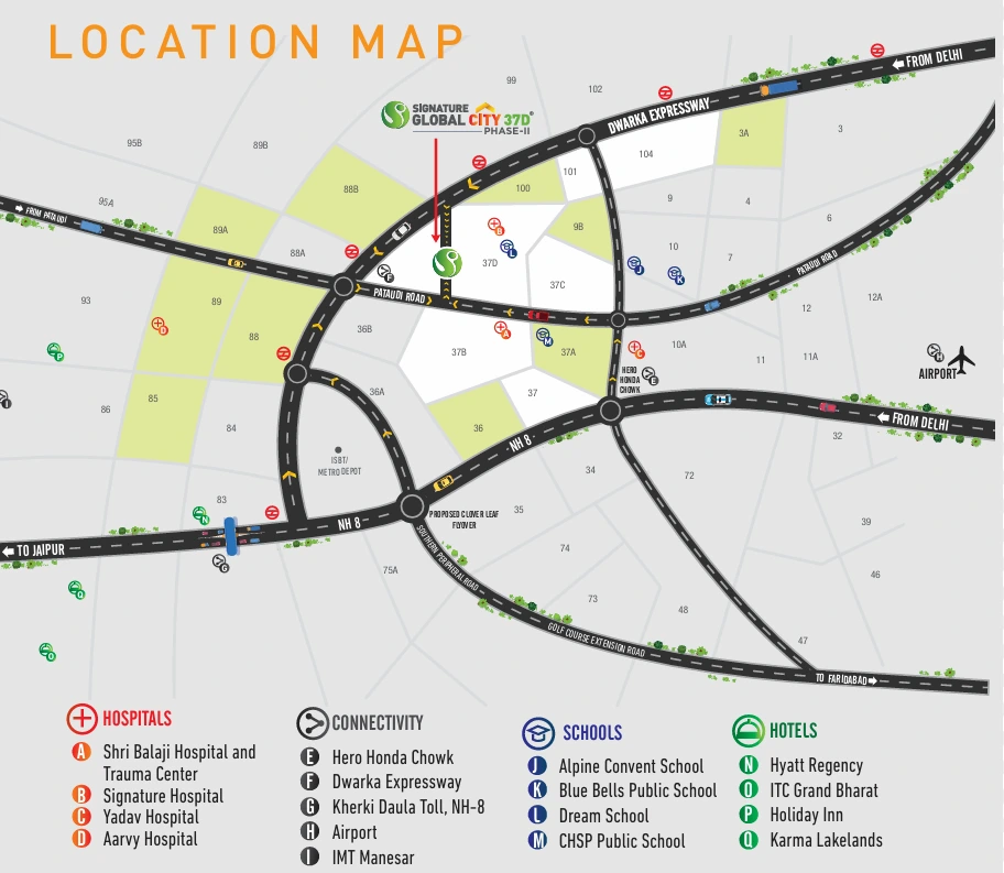 Signature Global City 37D Location Map – Sector 37D Gurgaon