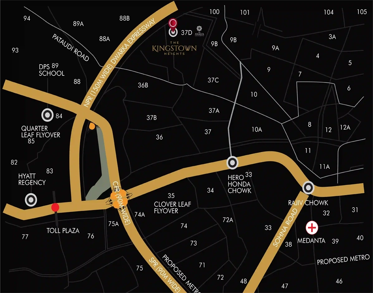 Navraj Kingstown Heights Location Map – Sector 37D Dwarka Expressway