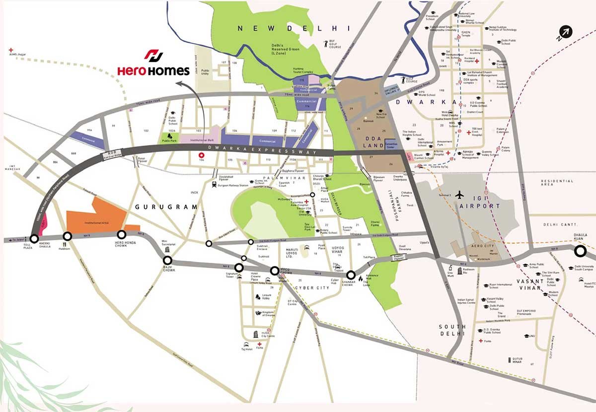 Hero Homes The Palatial Sector 104 Gurgaon Location Map