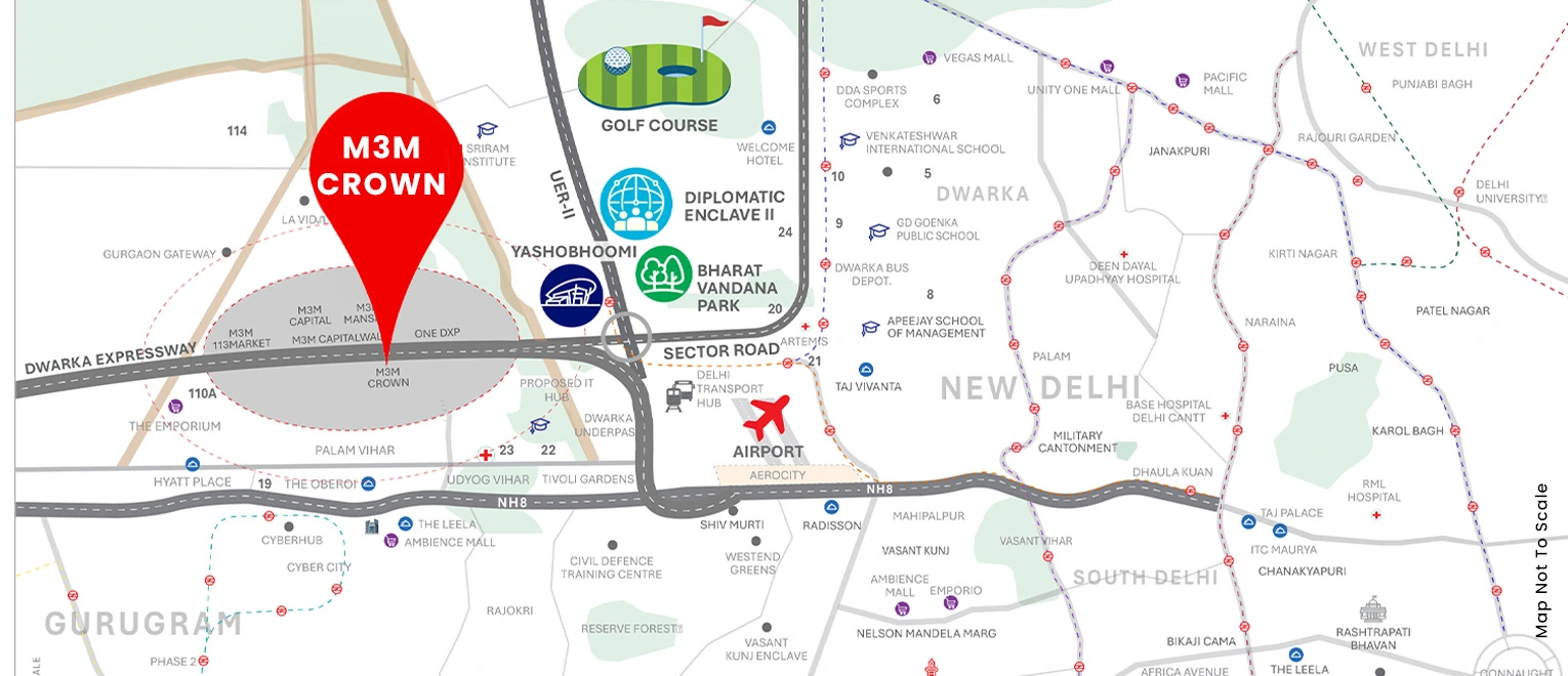 M3M Crown Sector 111 Location Map Dwarka Expressway