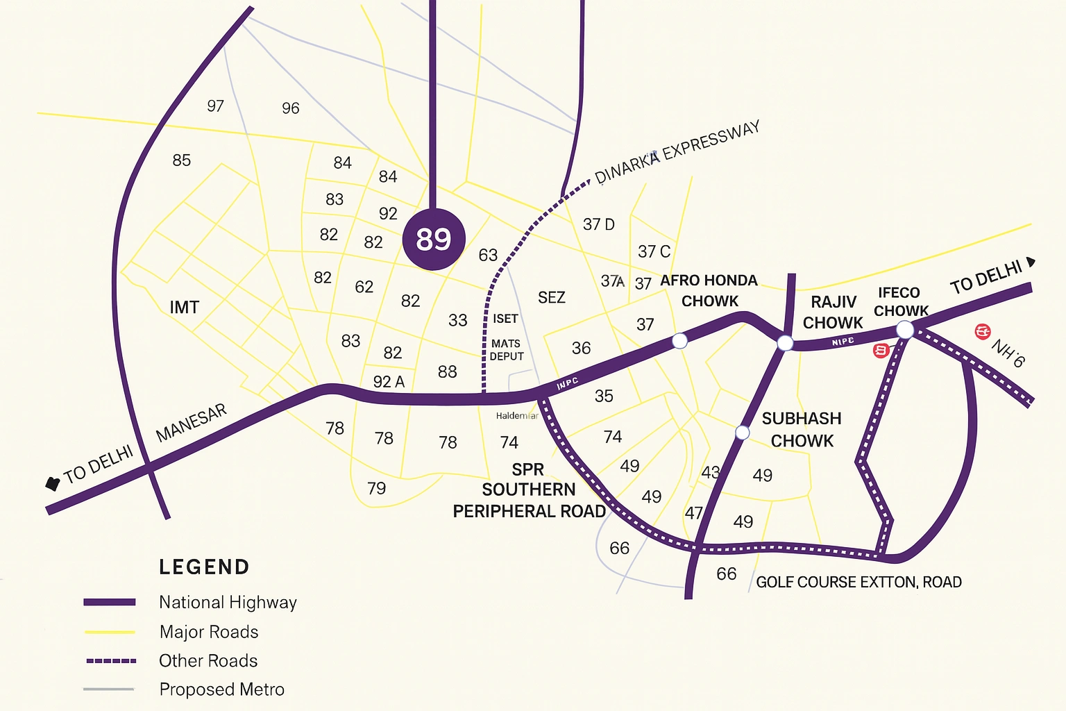 Ganga LIV 89 Sector 89 Gurgaon Location Map