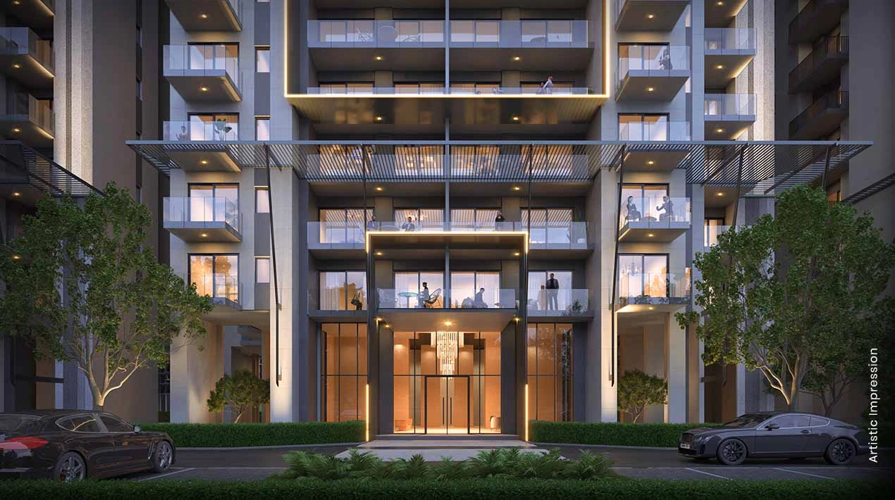 Grand entrance lobby of M3M Golf Hills residences