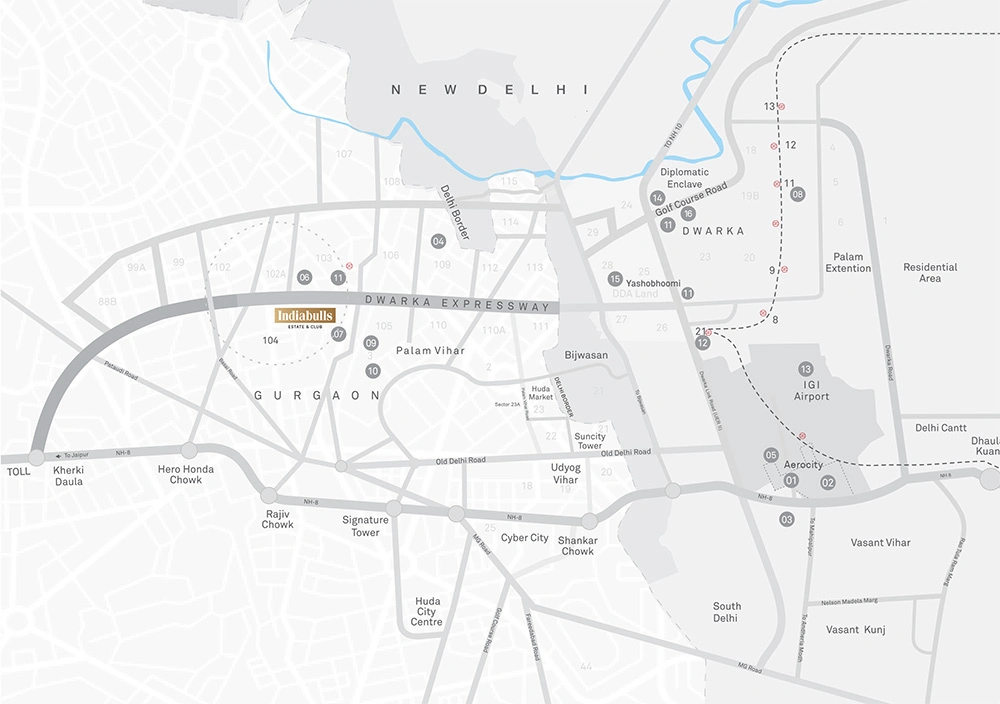 One Indiabulls Sector 104 Gurgaon Location Map