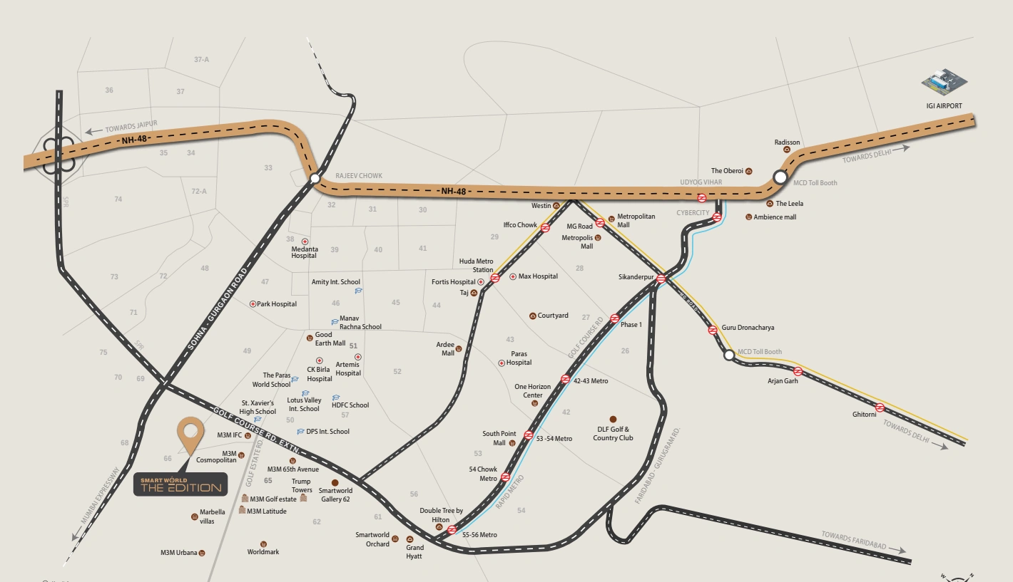 Smartworld The Edition Sector 66 Gurgaon Location Map