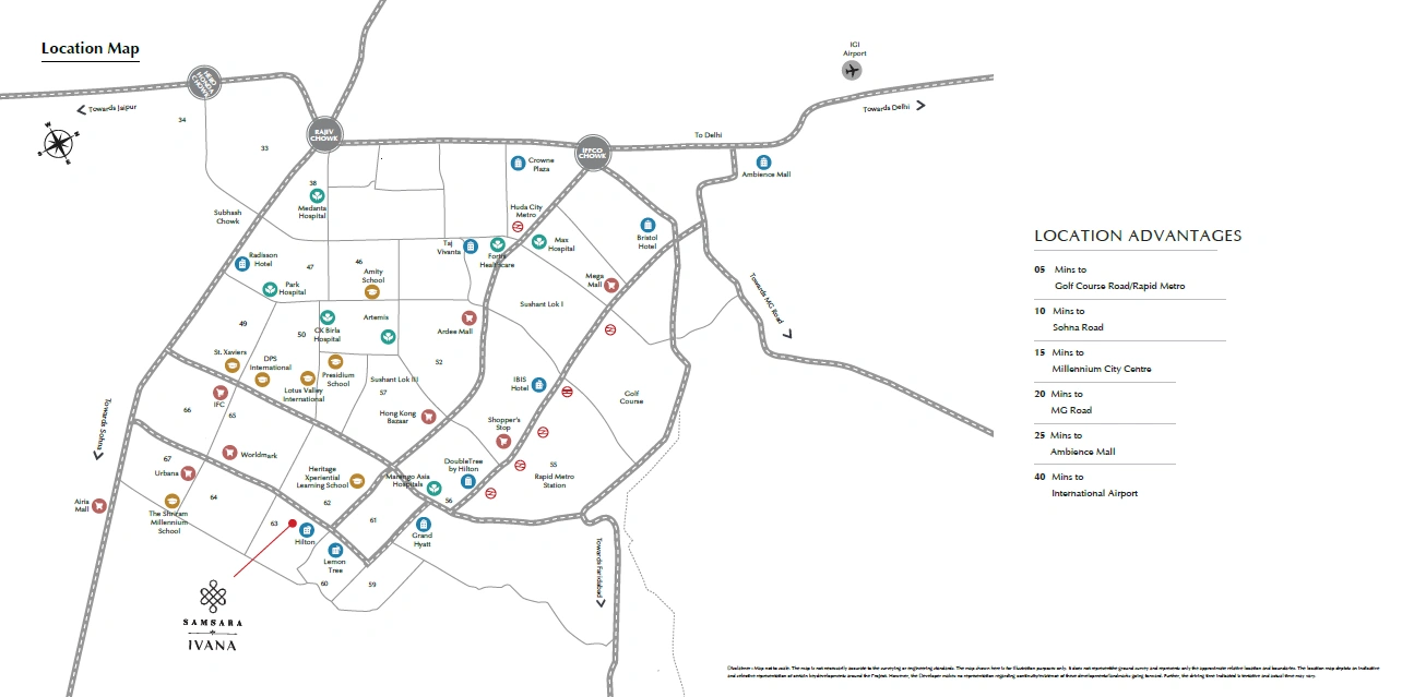 Samsara Ivana Sector 63 Gurugram Location Map Golf Course Extension Road