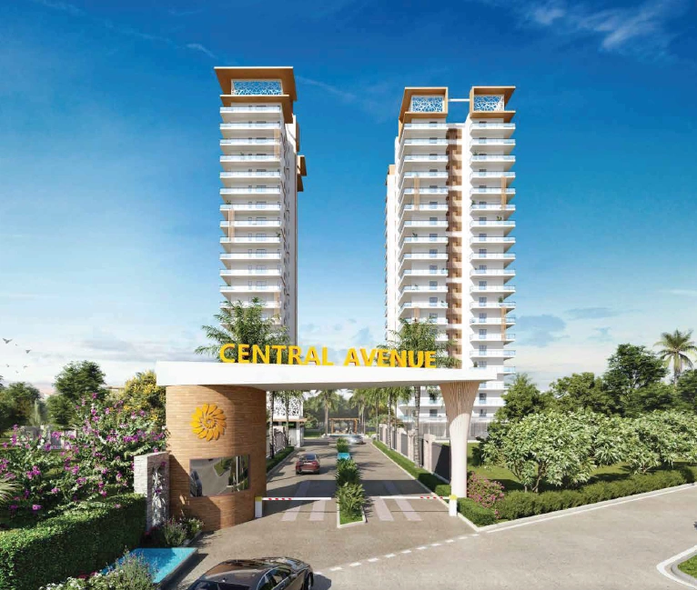 Central Avenue Sector 33 Gurugram grand entrance gate with security and landscaped driveway