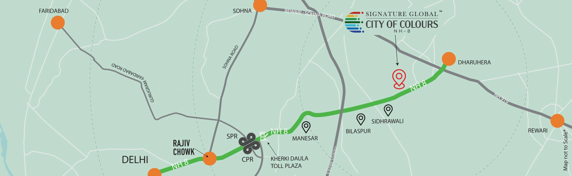 City of Colours Sector 36 Sohna Location Map