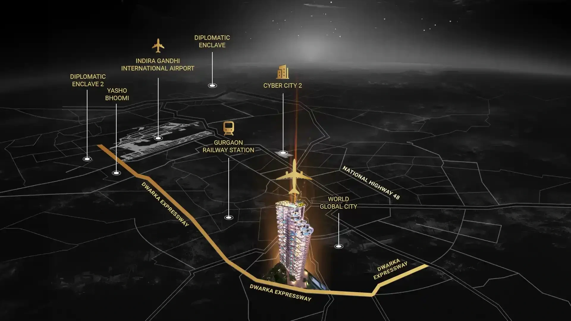 MVN Aero One Sector 37D location map near Dwarka Expressway, IGI Airport, Cyber City