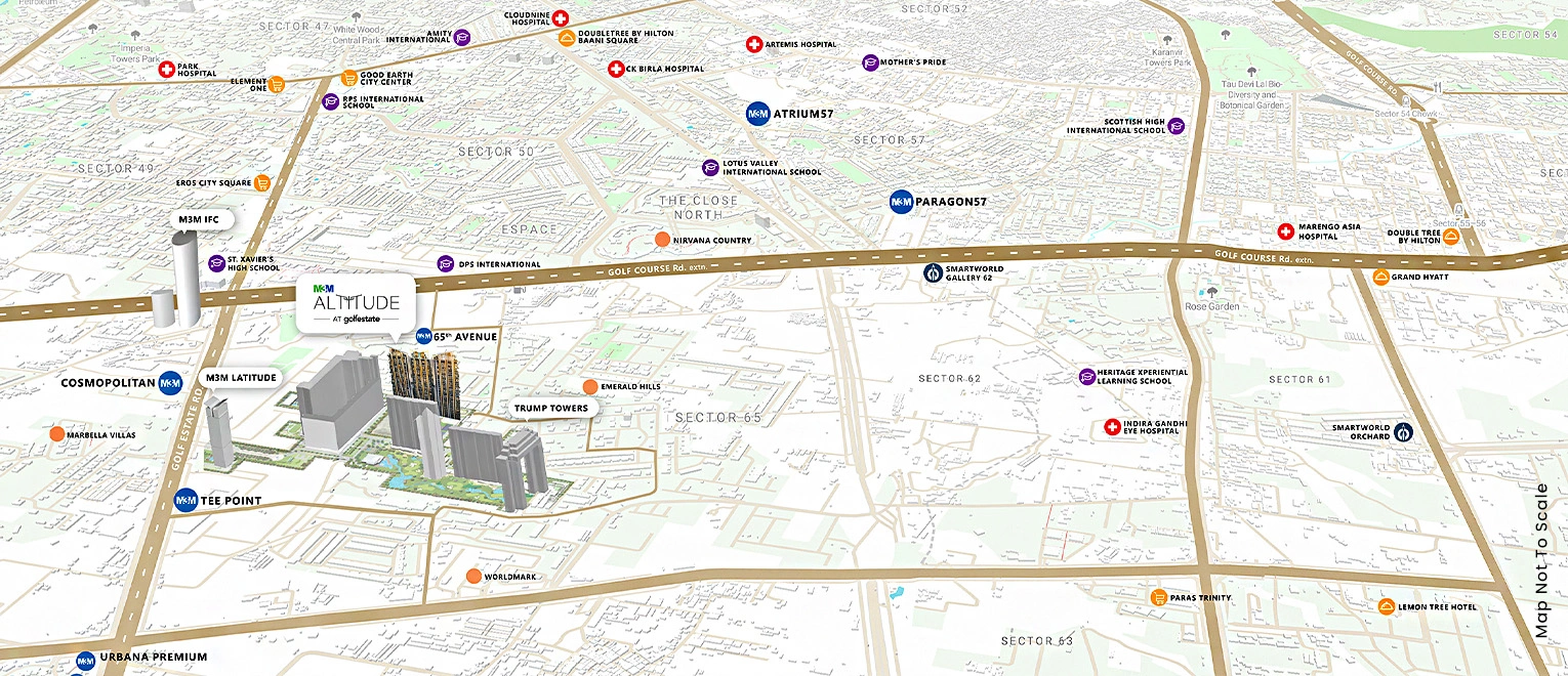 M3M Altitude Location Map Golf Course Extension Road
