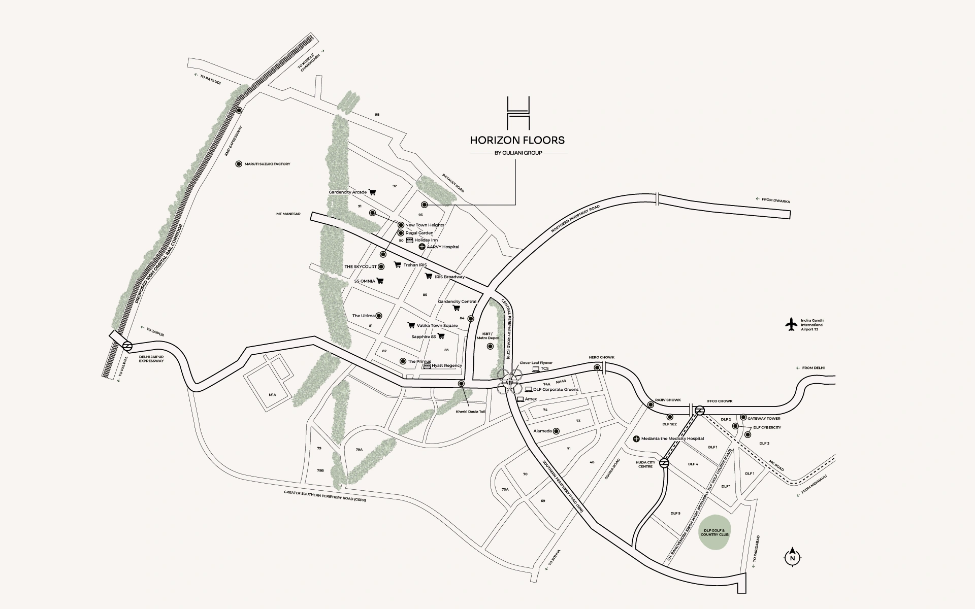 Horizon Floors Sector 93 Gurgaon Location Map