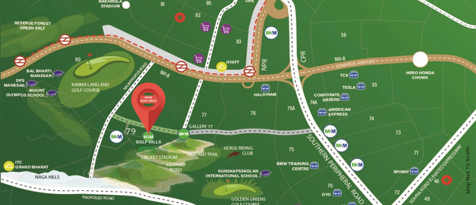 M3M Golf Hills Sector 79 Gurgaon Location Map