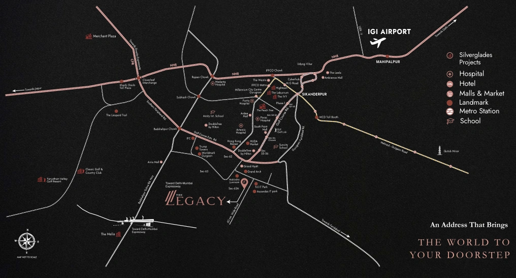 Location map of The Legacy Phase-I by Silverglades in Sector 63A, Gurgaon