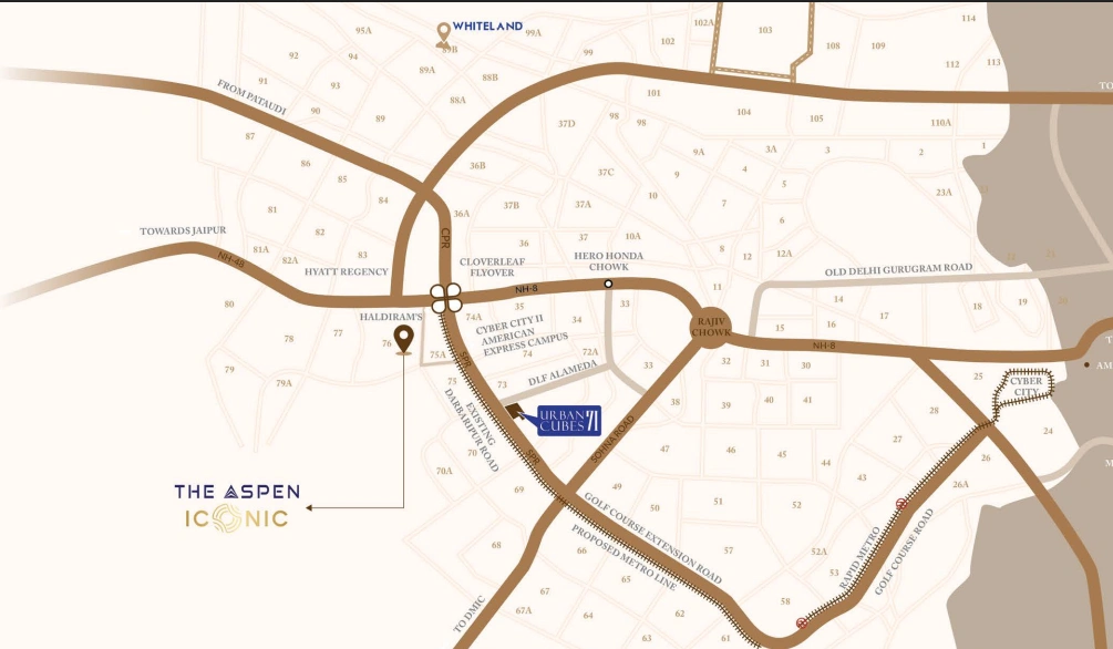 Whiteland The Aspen Iconic Sector 76 Gurgaon Location Map