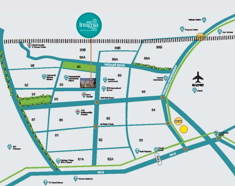 ROF Insignia Mart Sector 93 Gurugram Location Map