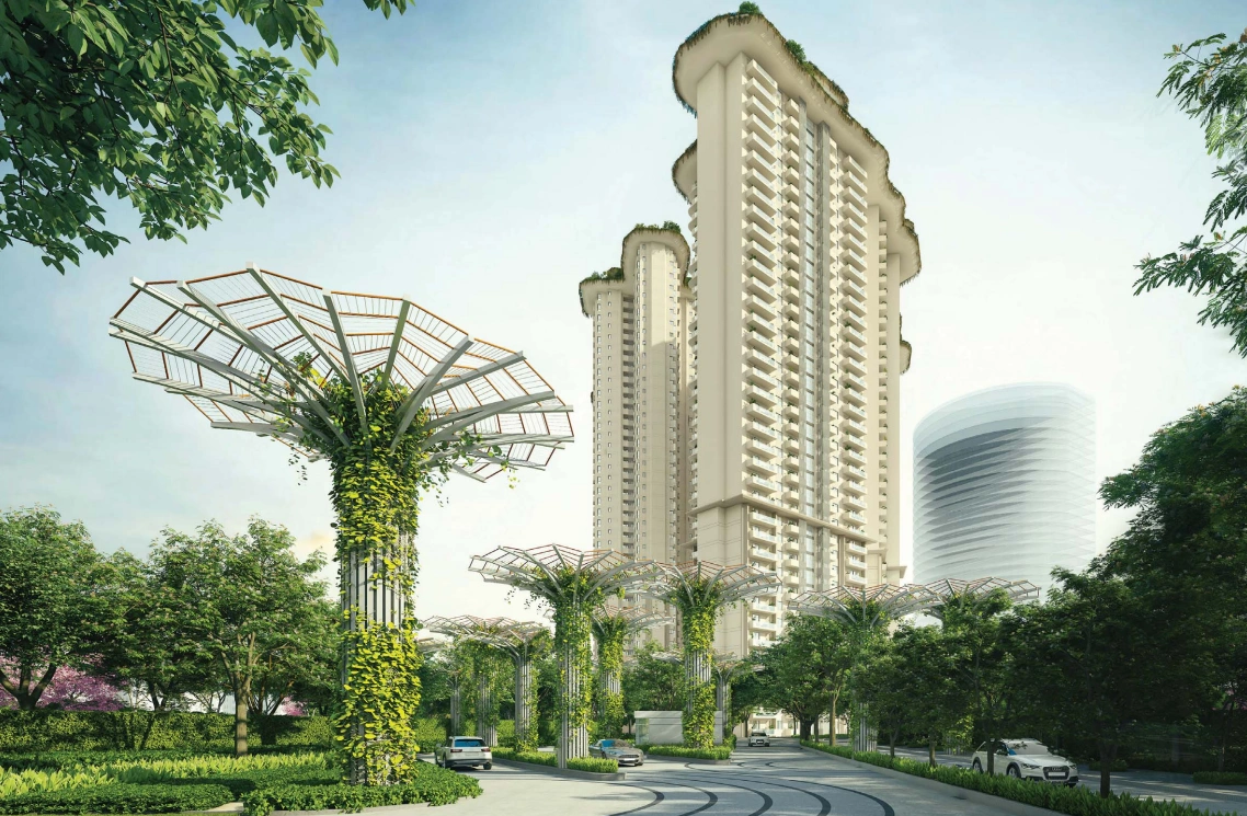 Tulip Monsella luxury high-rise towers on Golf Course Road Gurgaon surrounded by landscaped greenery