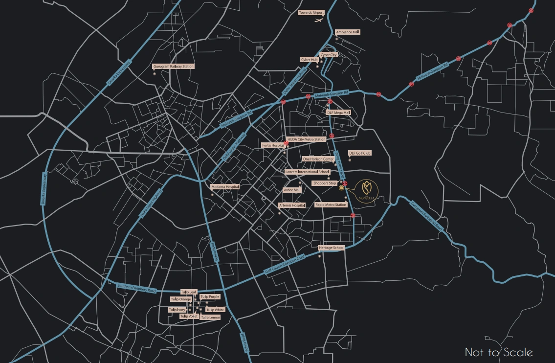 Tulip Monsella Location Map Golf Course Road Sector 53 Gurgaon