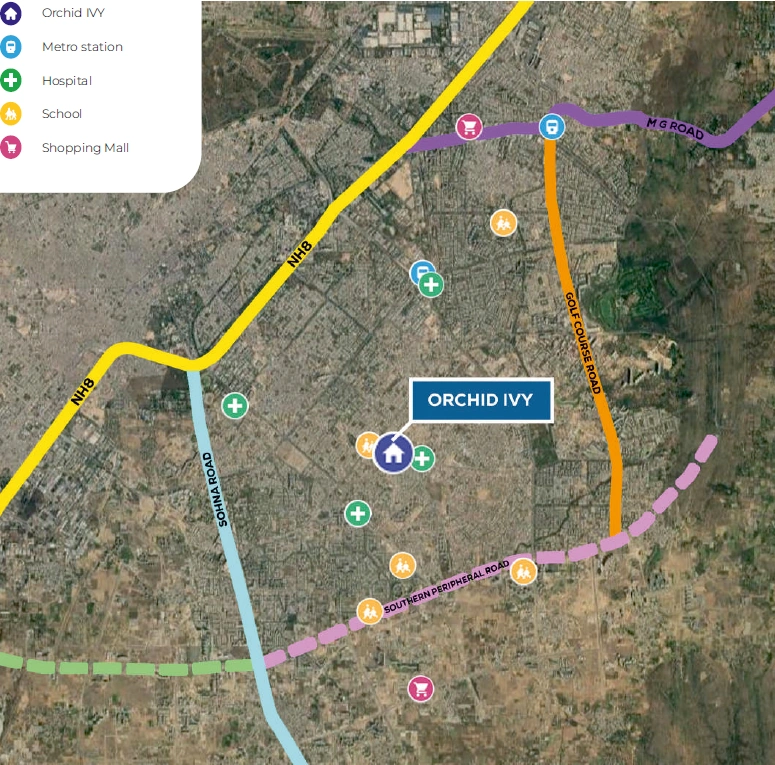 Orchid Ivy Floors Sector 51 Gurgaon Location Map