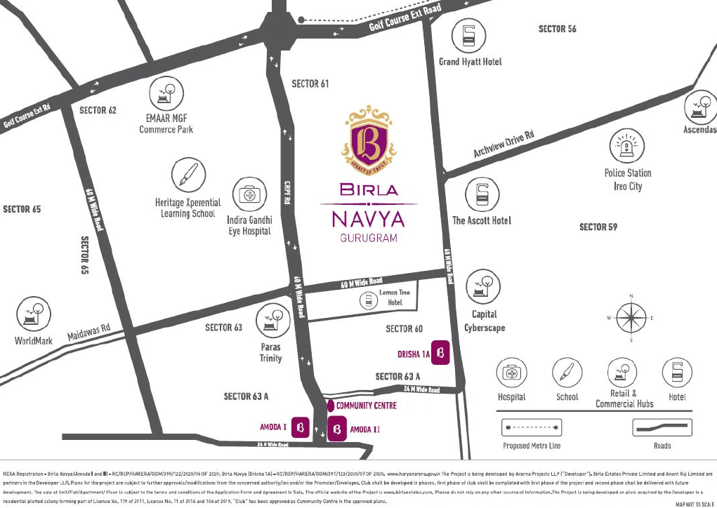 Birla Navya Sector 63A Location Map