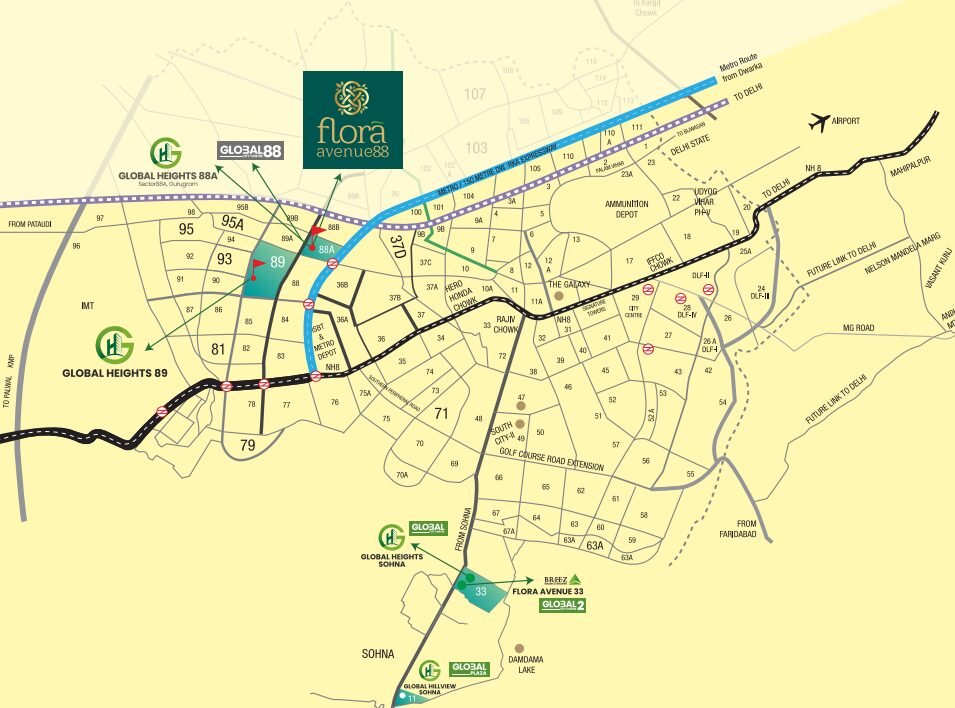 Flora Avenue 88A Sector 88A Location Map