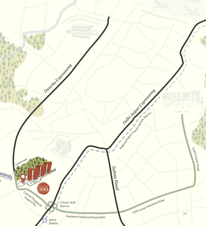 Max Estate 360 Antara Sector 36A Gurgaon Location Map