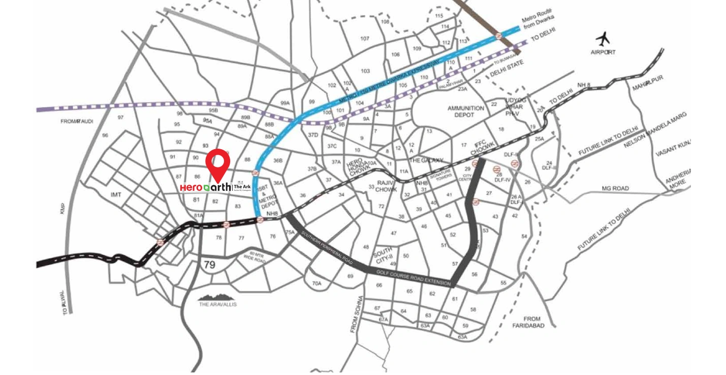 Hero Earth The Ark Sector 85 Gurugram Location Map