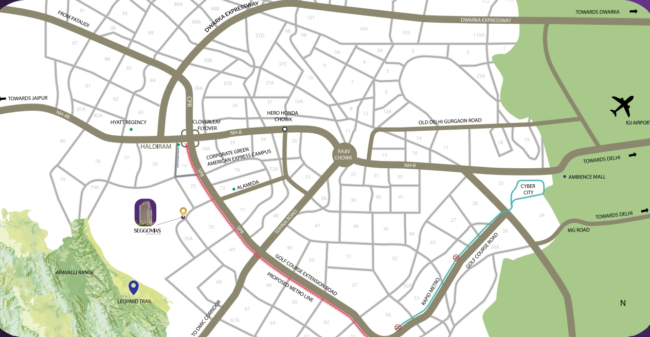 Subh Housing Seggovias Sector 70A Gurugram Location Map