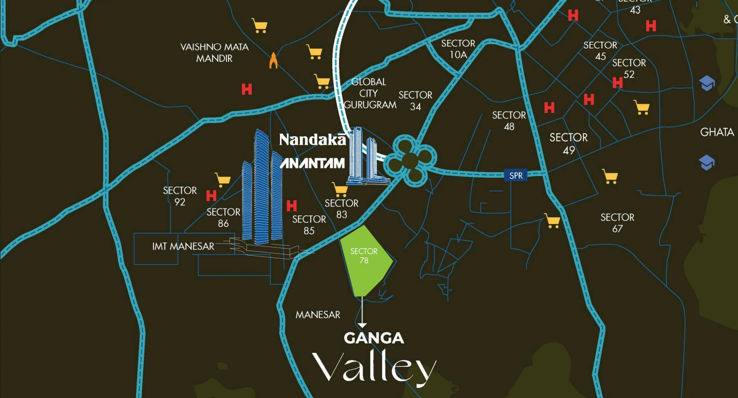 Ganga Valley Sector 78 Gurgaon Location Map