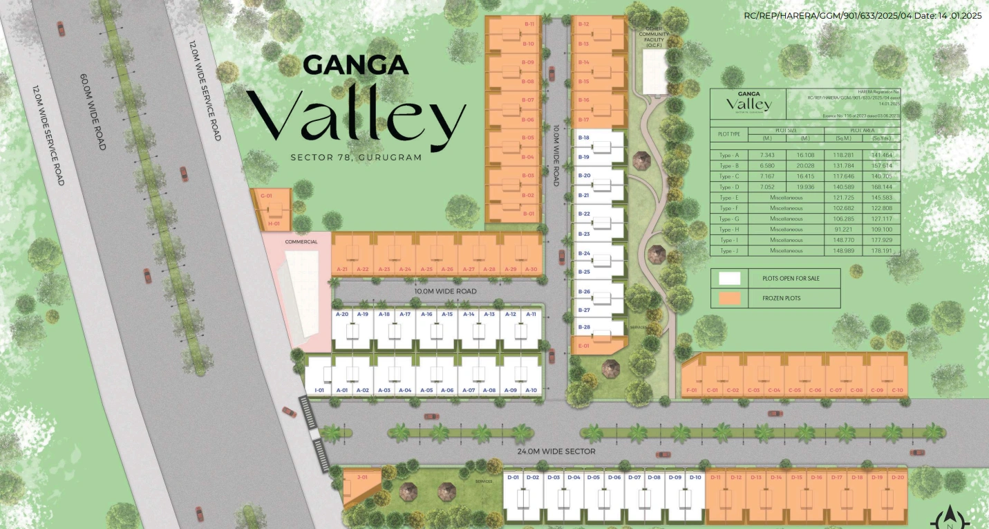 Ganga Valley DDJAY residential plots in Sector 78 Gurgaon by Ganga Realty Master Plan