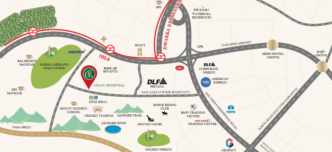 Grace Resilviaa Sector 78 Gurugram Location Map