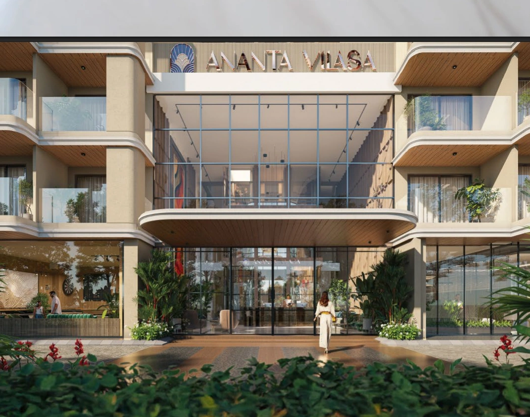 Main entrance façade of Ananta Vilasa luxury apartments Sector 56