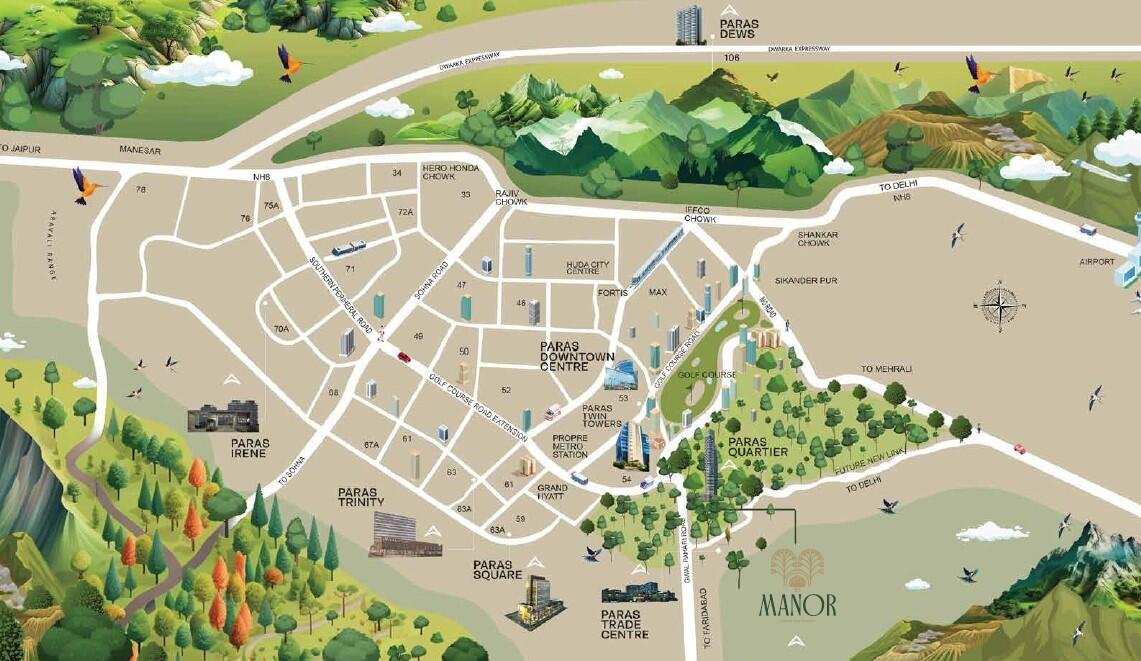 Paras The Manor Gwal Pahari Location Map