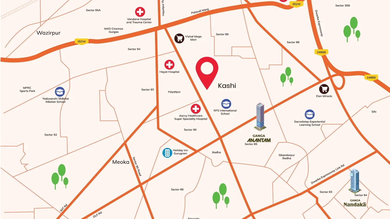 Ganga Kashi Residences Sector 89 Location Map