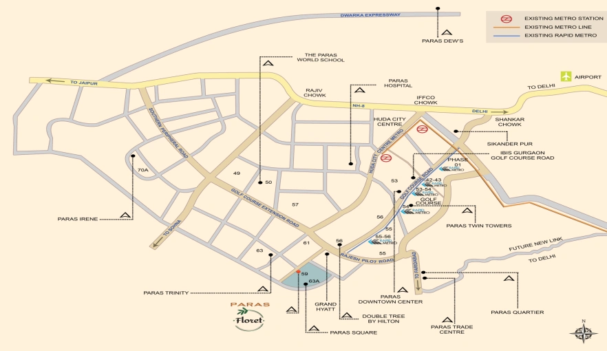 Paras Floret Sector 59 Location Map