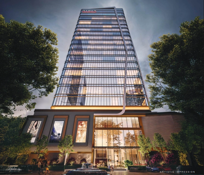 Artistic impression of Airia Corporate Tower glass façade in Sector 68 Gurugram