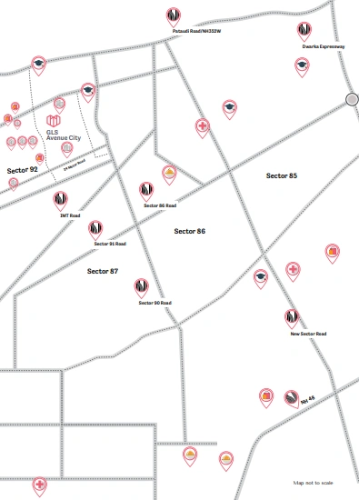 GLS Avenue City Sector 92 Gurgaon Location Map