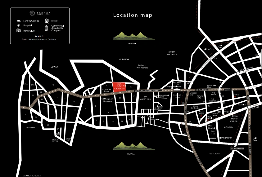 Trehan Luxury Floors Sector 35 South Gurugram Location Map