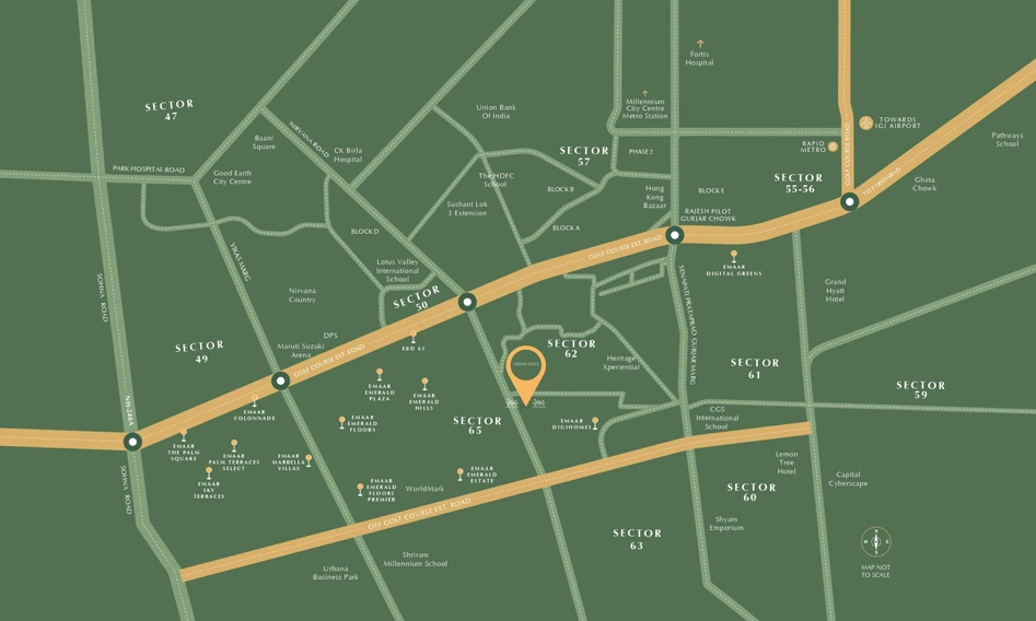 Emaar Urban Oasis Sector 62 Location Map